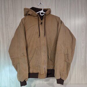 Berne Heavy Duty Hooded Work Jacket Insulated XL Tall Work Coat Tan